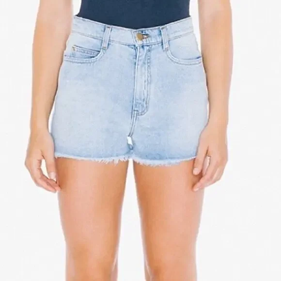 American Apparel Y2K Button-Fly Denim Shorts size 24 Retro 3" Cut-offs - Picture 8 of 9